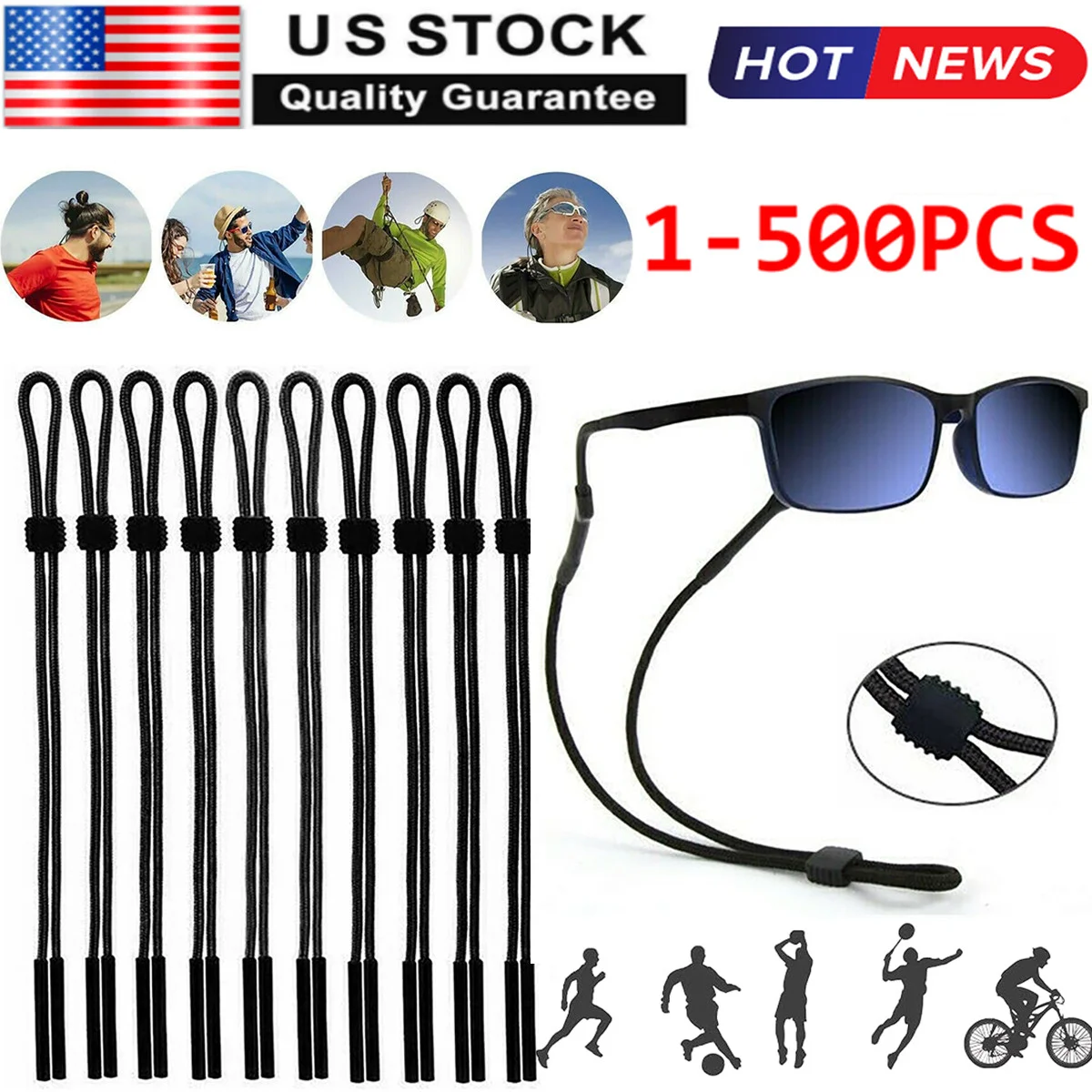 1-500PCS Eyeglass Neck Strap Sports Sunglass Read Glasses Cord Lanyard Holder US