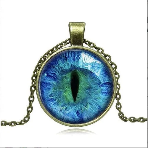 Mens Punk Fashion Dragon Eye Glass Ball Necklace Charm Pendants 18" Chain Gift