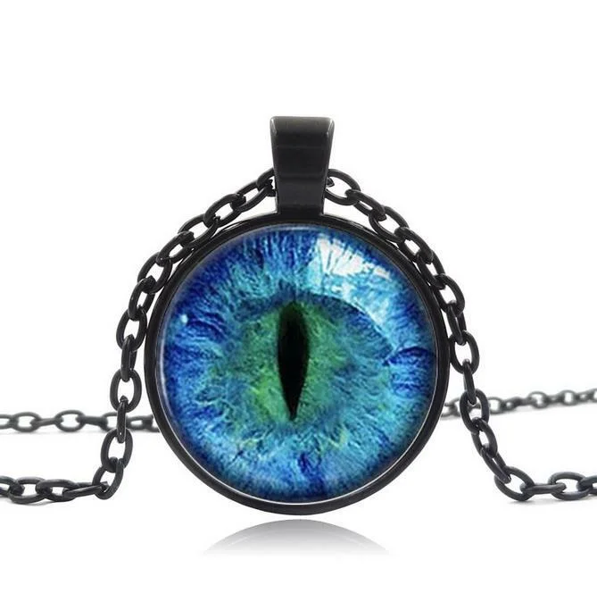 Mens Punk Fashion Dragon Eye Glass Ball Necklace Charm Pendants 18" Chain Gift 2