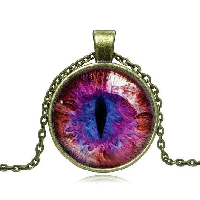 Mens Punk Fashion Dragon Eye Glass Ball Necklace Charm Pendants 18" Chain Gift 4