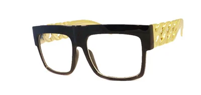 RETRO Gold Chain Party Rapper DJ Square Rectangle Frame Clear Lens Eye Glasses 4